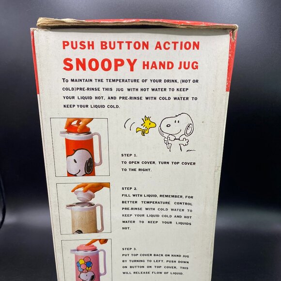 Vintage 1965 Peanuts Snoopy and Woodstock Thermos Vacuum Flask Pastel Pink VTG - Picture 12 of 12